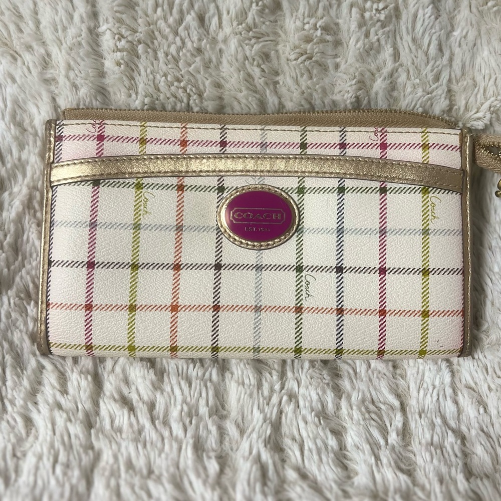 COACH tattersall wristlet